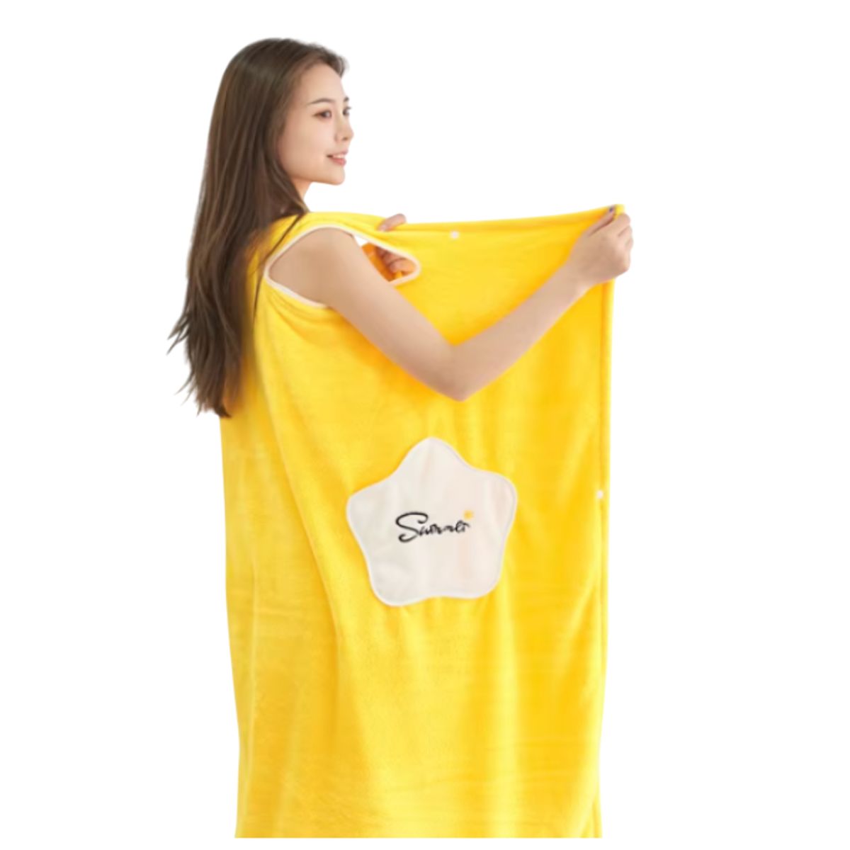 GENERICO - Toalla Bata de baño suave de microfibra Amarillo - 66 x 135 CM