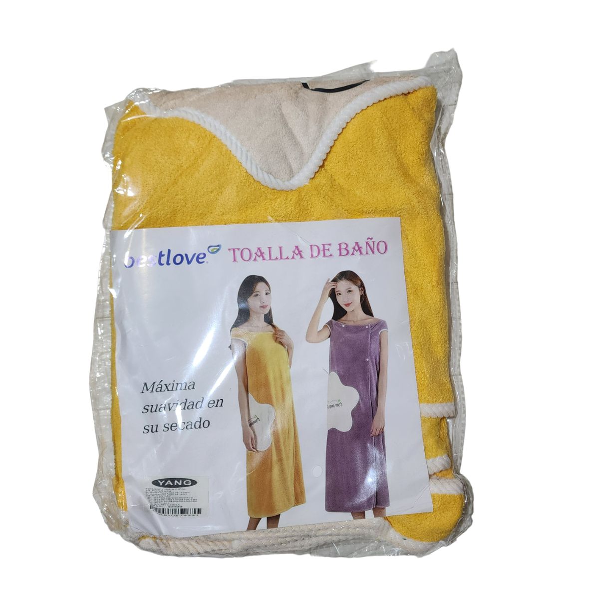 GENERICO - Toalla Bata de baño suave de microfibra Amarillo - 66 x 135 CM