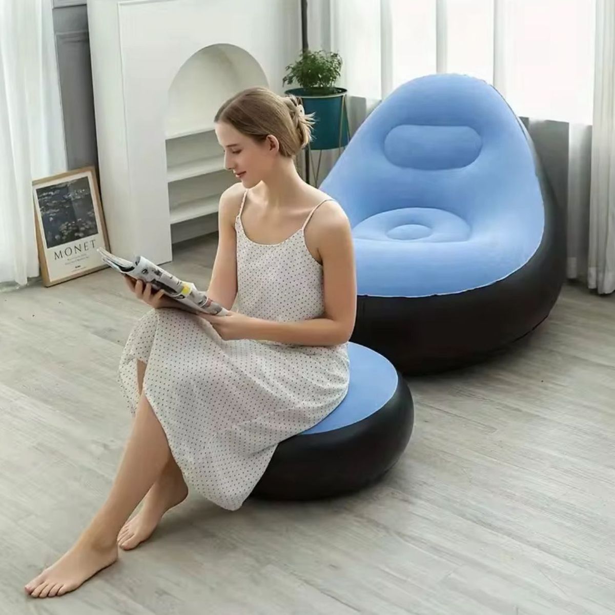 GENERICO - Sillón Inflable con Reposapiés PVC 2 Cuerpos 99x130x76cm