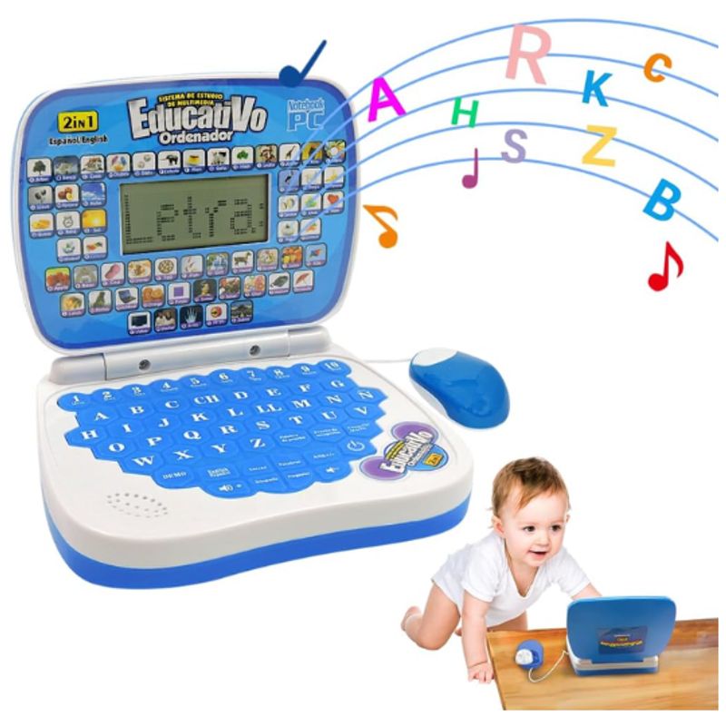 GENERICO - Mini Laptop Bilingüe Aprende y Juega Azul