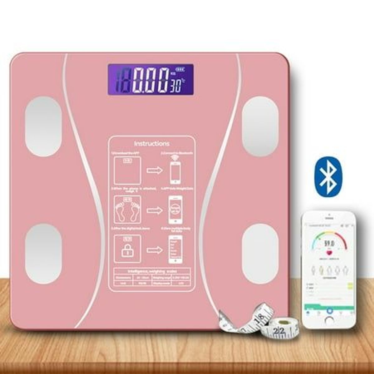 GENERICO - Balanza Inteligente para Peso Corporal - Color Rosado