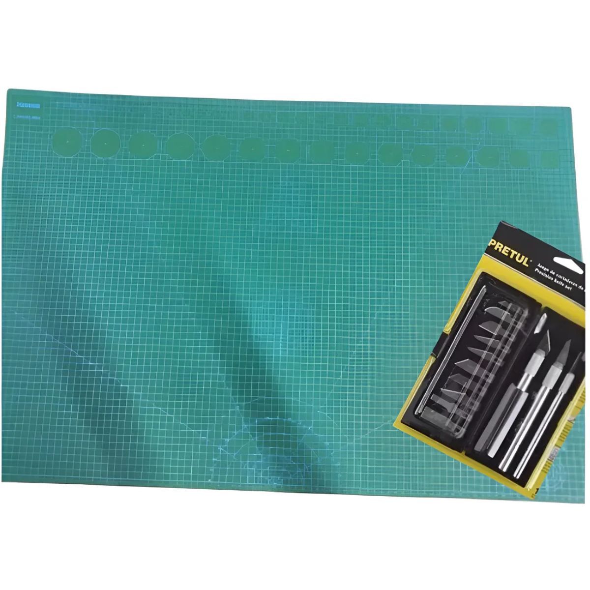 GENERICO - Base de Corte A1 + Bisturí + Regla 60cm + Cuchilla Rotativo