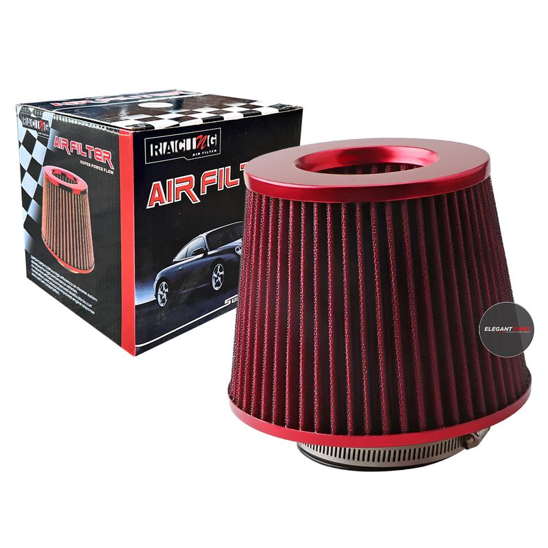 GENERICO - Filtro de Aire Cónico Universal Rojo para Auto