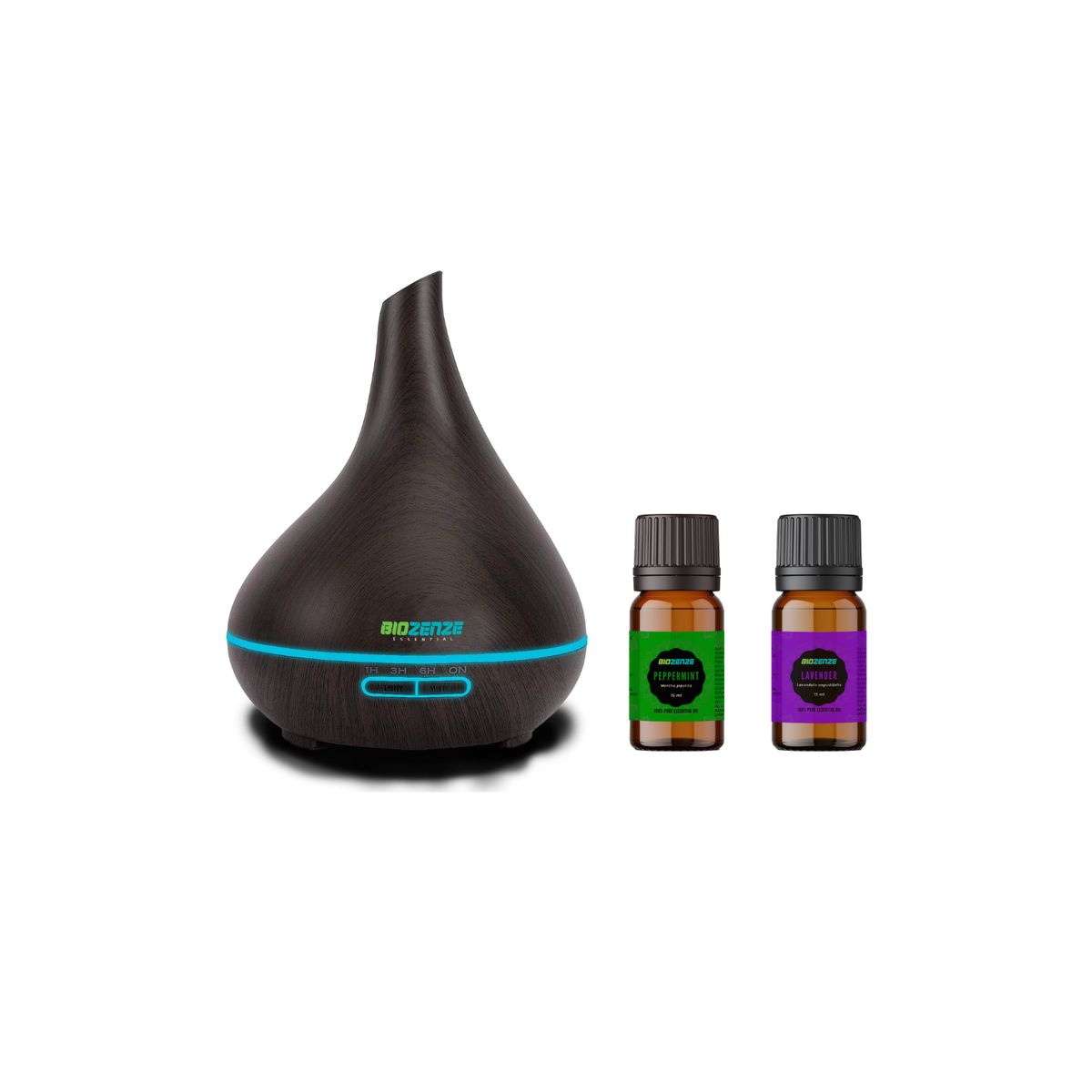 GENERICO - Humificador Difusor + Pack 2 Aceite Esencial De Menta y Lavanda Biozenze