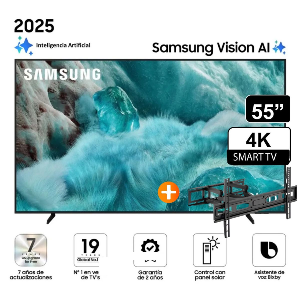 SAMSUNG - Televisor Samsung 55” QLED 4K Vision AI Smart TV QN55Q7FAAG  + RACK