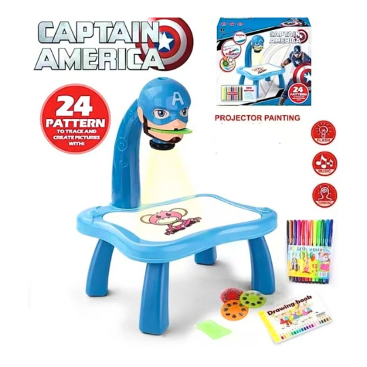 GENERICO - Mesa Proyectora de Dibujo Capitán América SuperArte