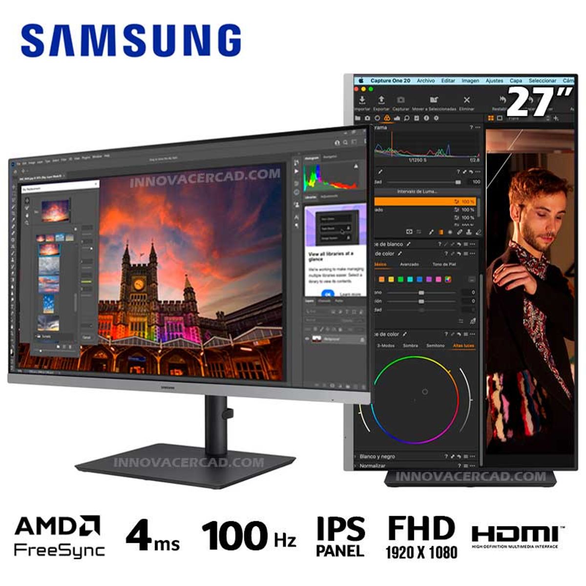 SAMSUNG - Monitor Samsung 27” Essential S4 IPS FHD 100Hz 4ms Pivote