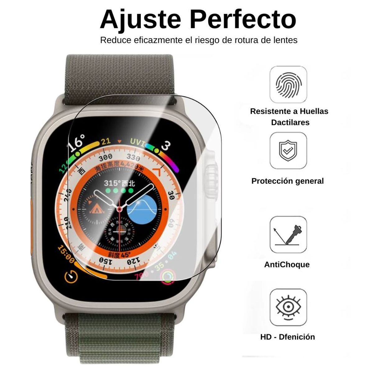 OEM - Mica de Vidrio Templado para Apple Watch Ultra Ultra 2 Ultra 3