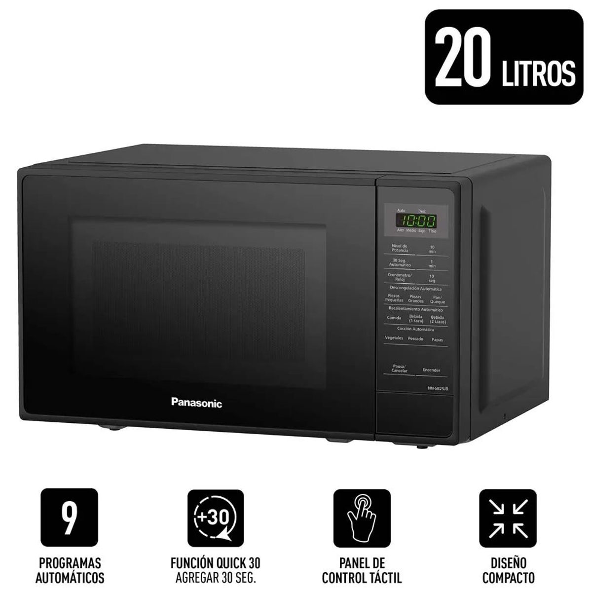 PANASONIC - Horno Miroondas PANASONIC 20L NN-SB25JBRPK Negro