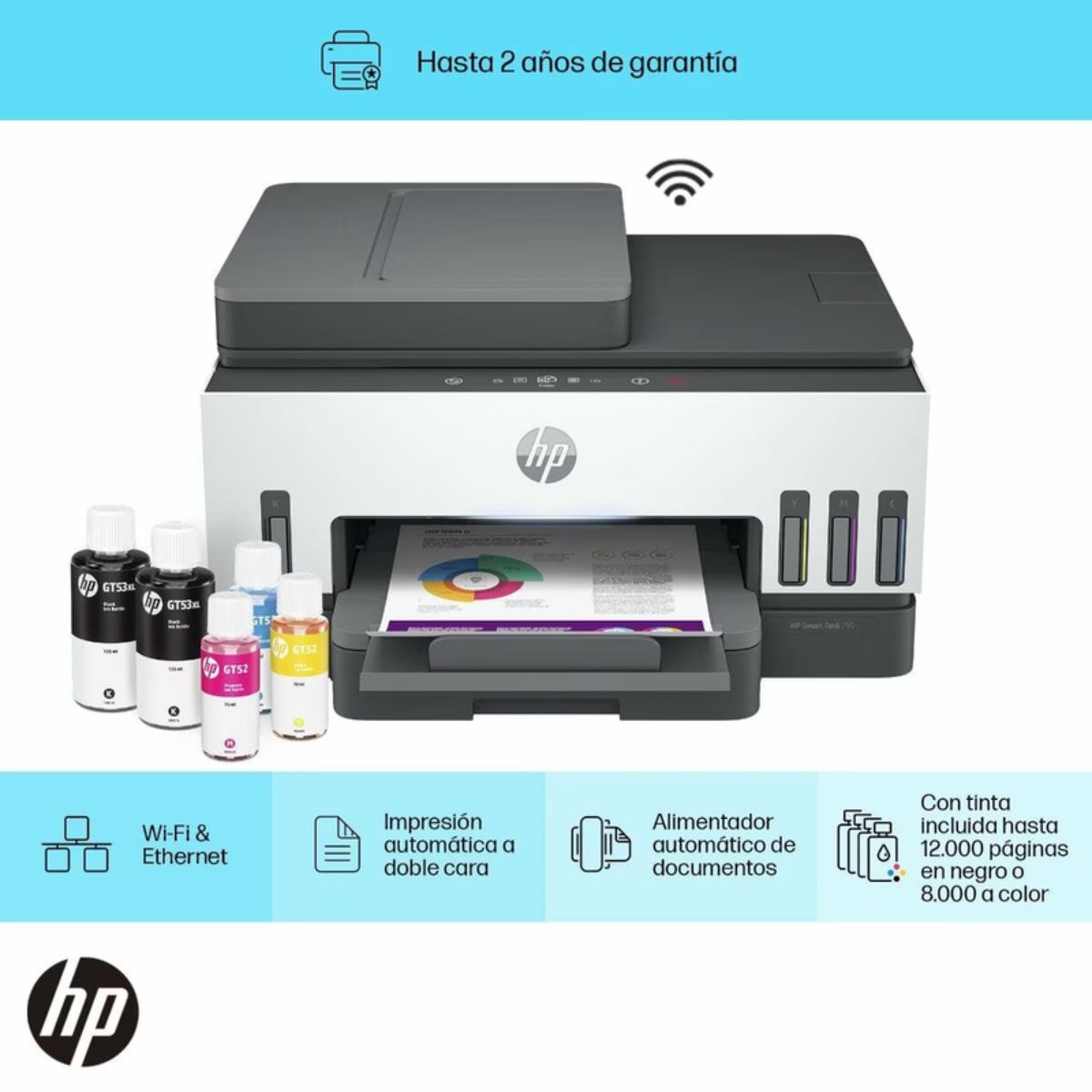 HP - Impresora Multifuncional HP Smart Tank 790 ADF FAX Duplex