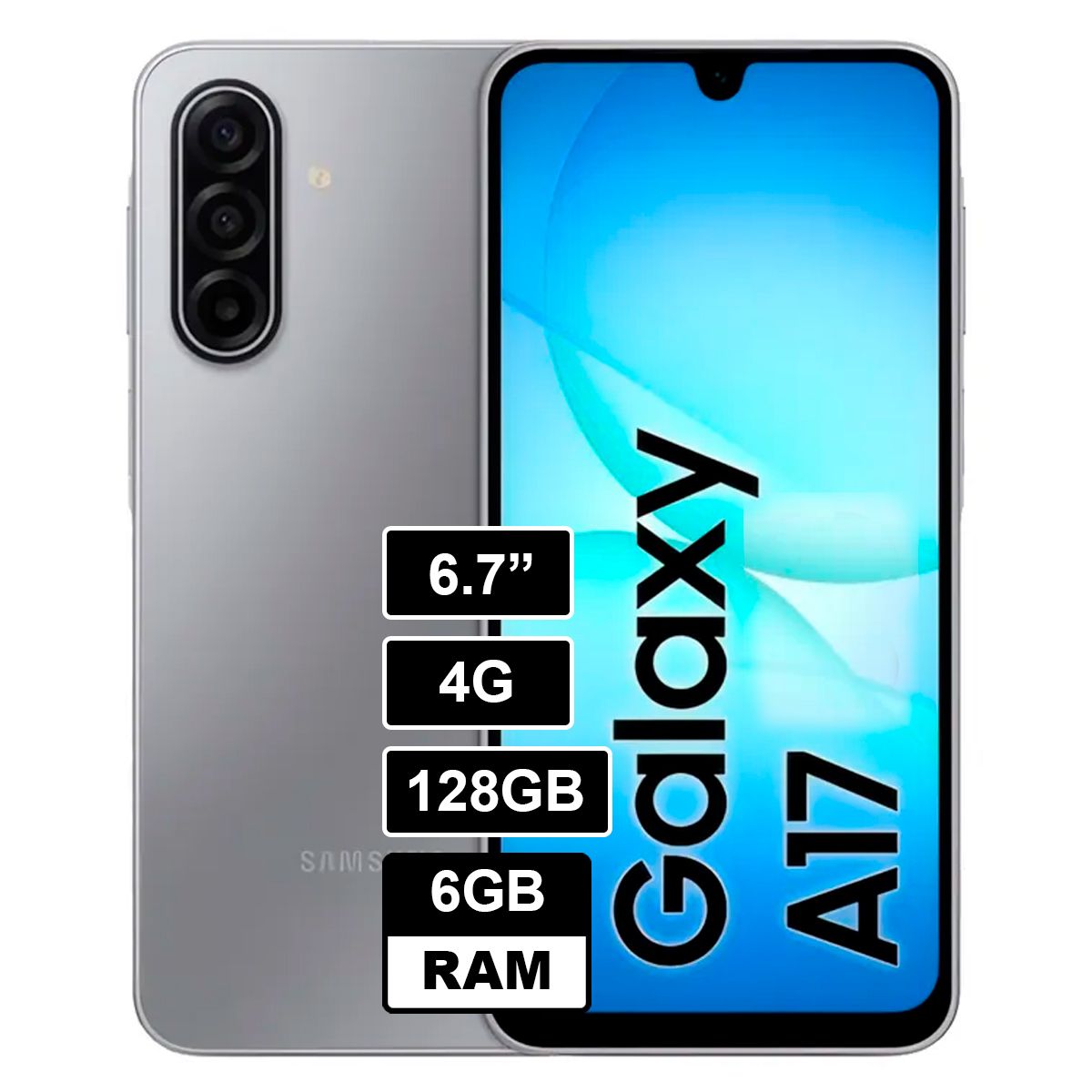 SAMSUNG - Galaxy A17 con IA, 128 GB, 6 GB de RAM, cámara de 50 MP, pantalla 6.7, Gris
