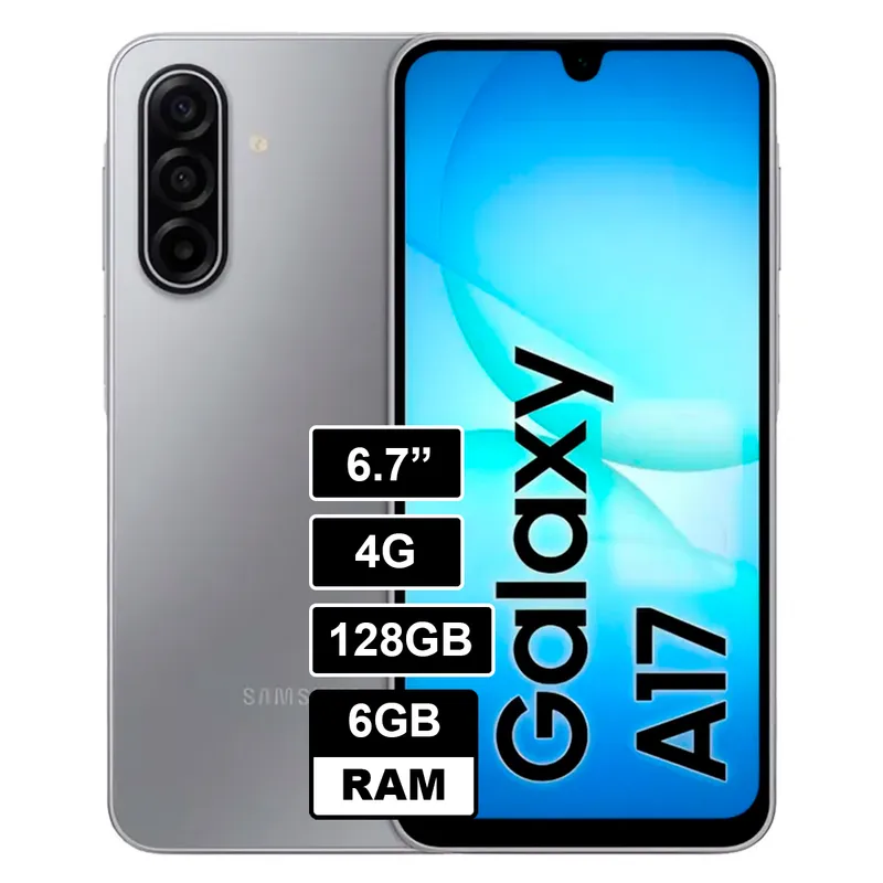 SAMSUNG - Galaxy A17 con IA, 128 GB, 6 GB de RAM, cámara de 50 MP, pantalla 6.7, Gris