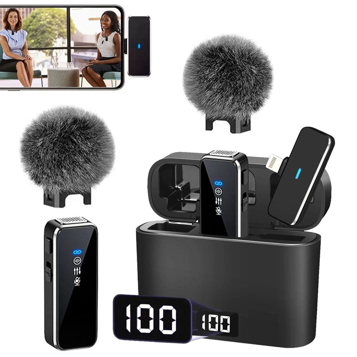 NANOTRON TECHNOLOGIES - Micrófonos Inteligentes K70 Pro Lightning - peluches y base de carga