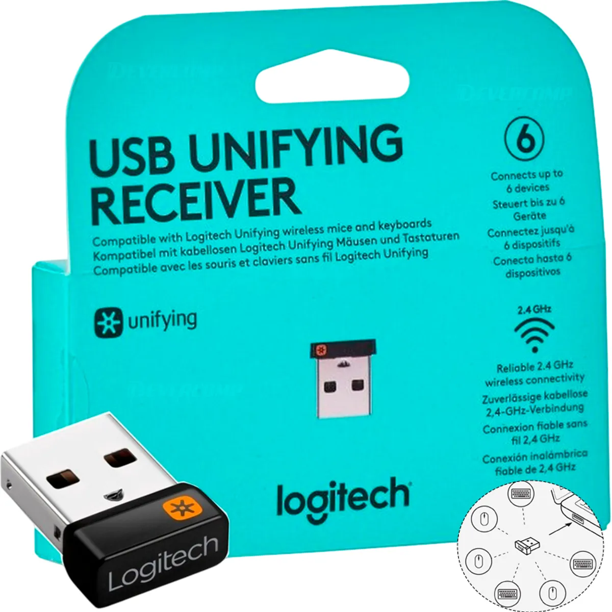 Receptor Logitech USB Unifying PN 910 005235 compatible con productos con logo Unifying