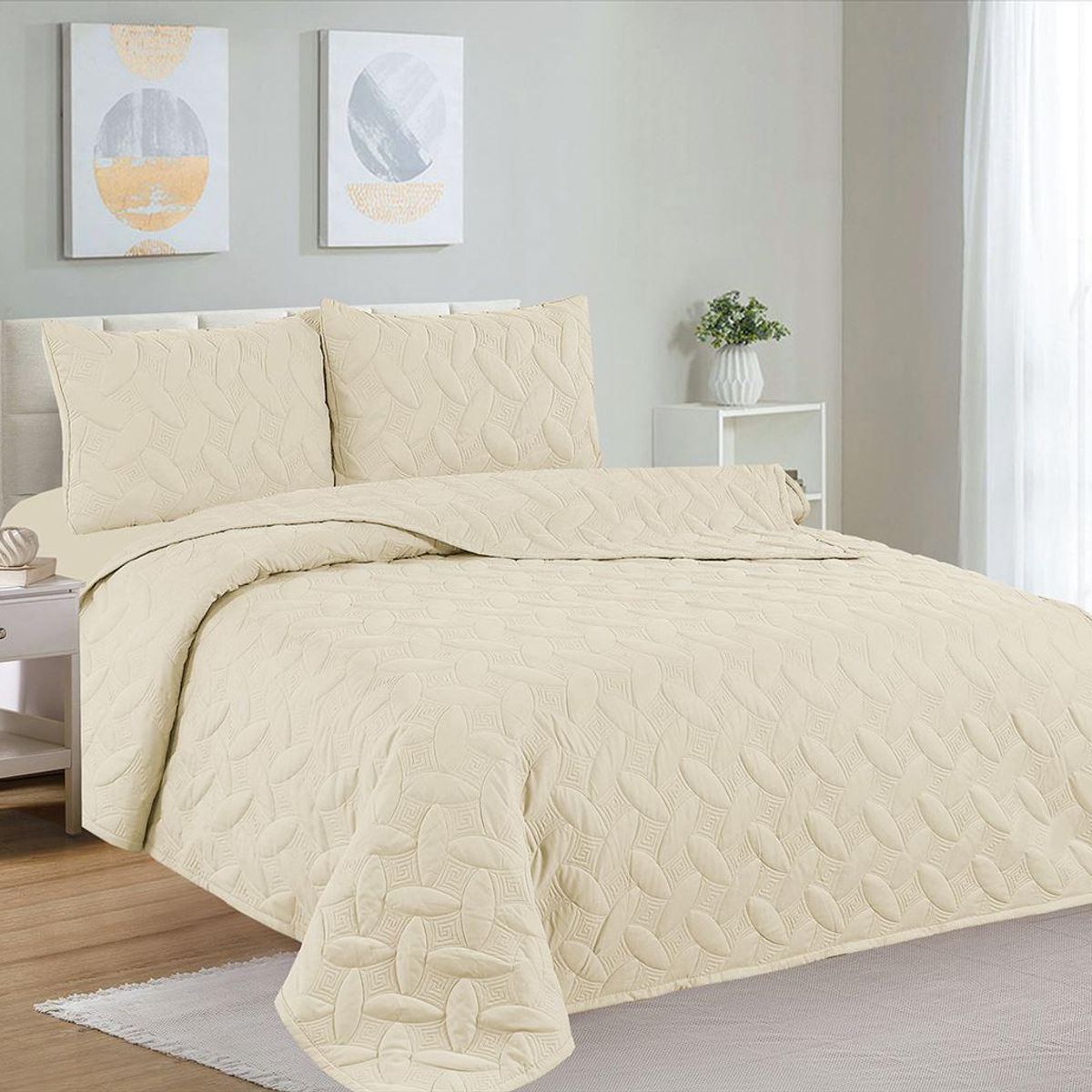 CASATEX - Cubrecama + Juego de sabanas 2 plazas 100% Algodón 5 Piezas