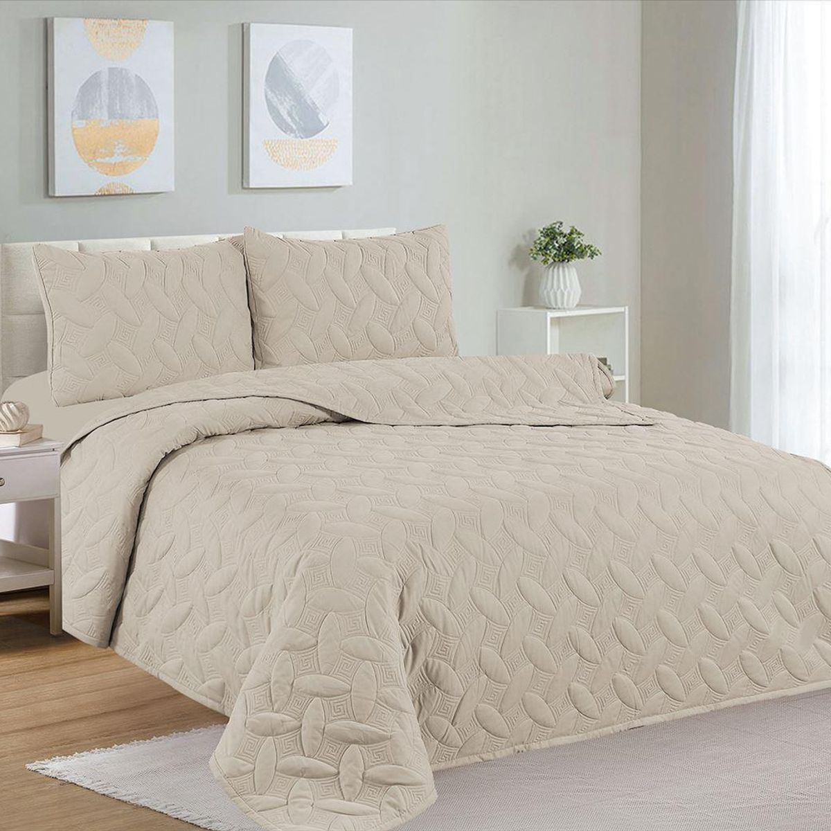 CASATEX - Cubrecama + Juego de sabanas 2 plazas 100% Algodón 5 Piezas