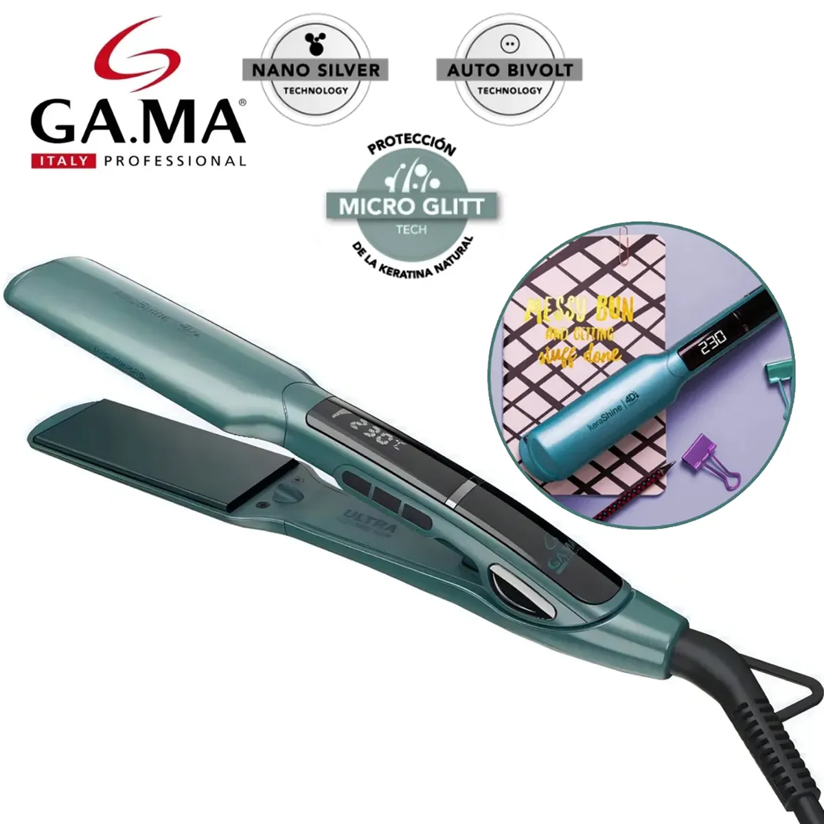 Plancha de Cabello X-wide Gama 4D Kerashine BECHS0000002129, marca Gama - Foto Principal