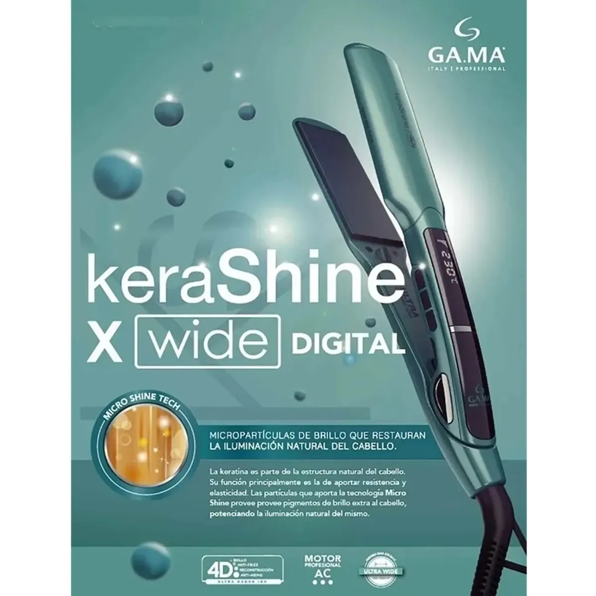 Plancha de Cabello X-wide Gama 4D Kerashine BECHS0000002129, marca Gama - Foto 2