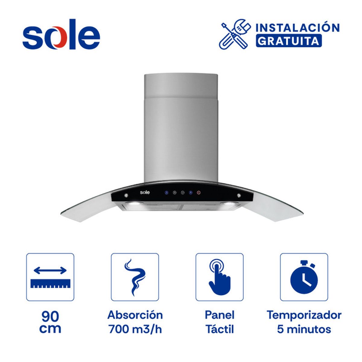 SOLE - Campana Extractora Sole Venus Classic 90Cm Inox 3120TURE84CO