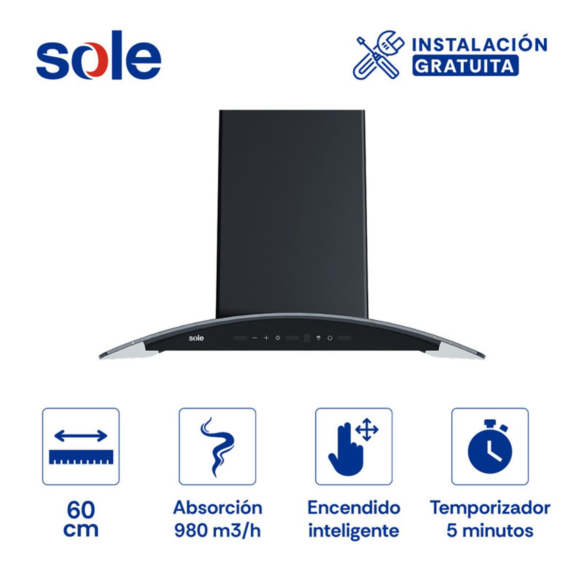 SOLE - Campana Extractora Decorativa Sole Venus Ink 60 Cm 3120TURE103CO