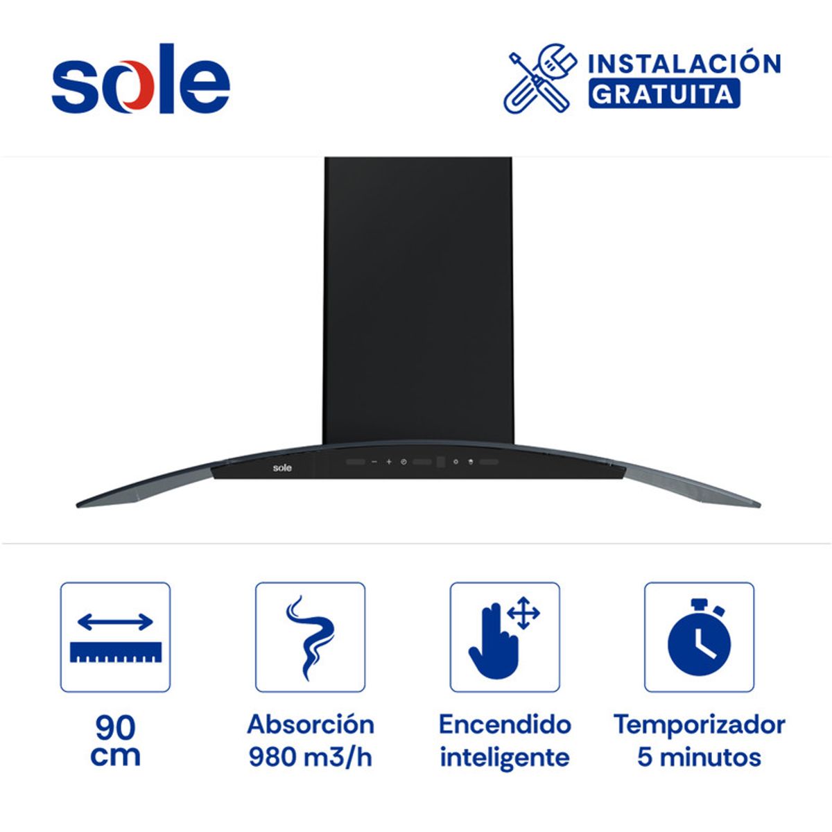 SOLE - Campana Extractora Decorativa Sole Venus Ink 90 Cm 3120TURE104CO