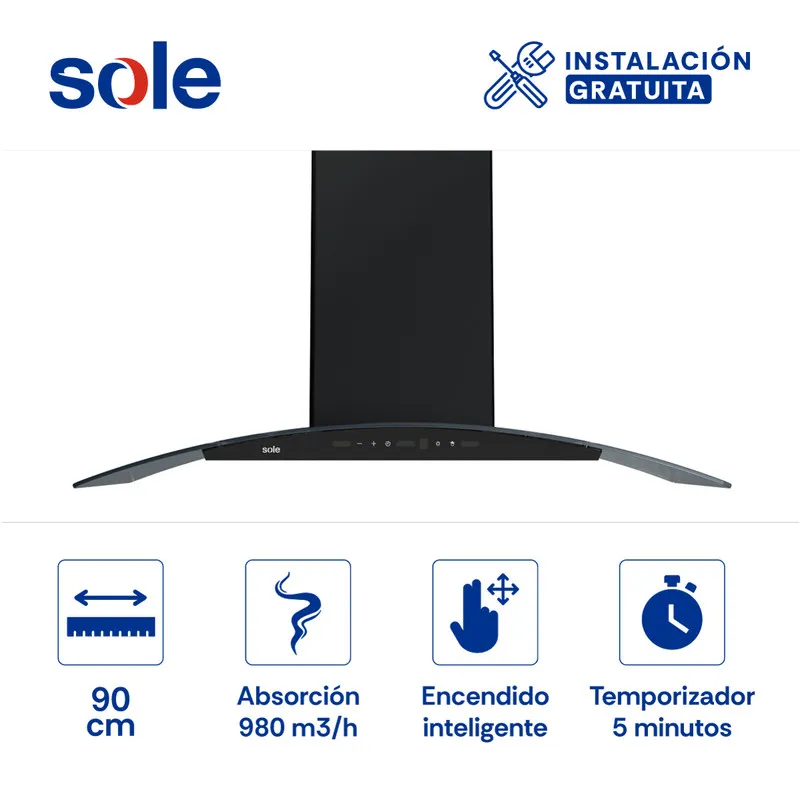 SOLE - Campana Extractora Decorativa Sole Venus Ink 90 Cm 3120TURE104CO