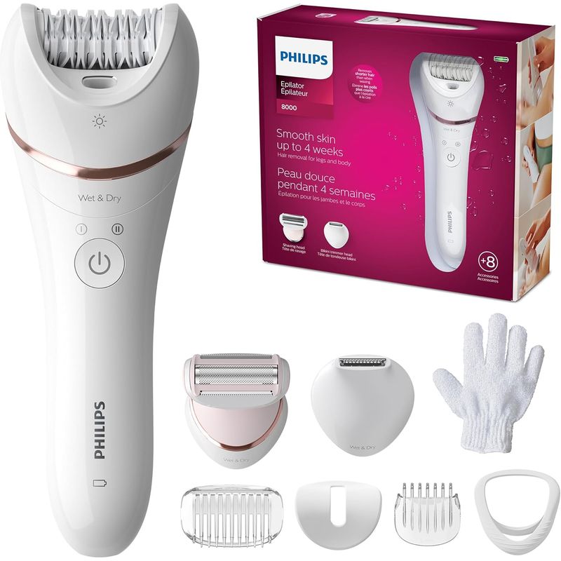 PHILIPS - Depiladora Philips Inalámbrica con 8 Accesorios BRE720