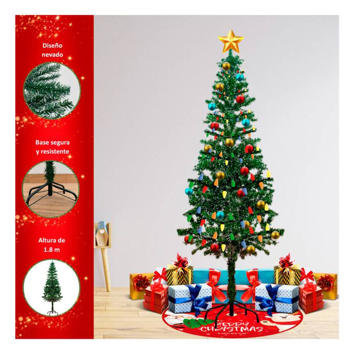 GENERICO - ARBOL DE NAVIDAD VERDE NEVADO 1,80 CM.