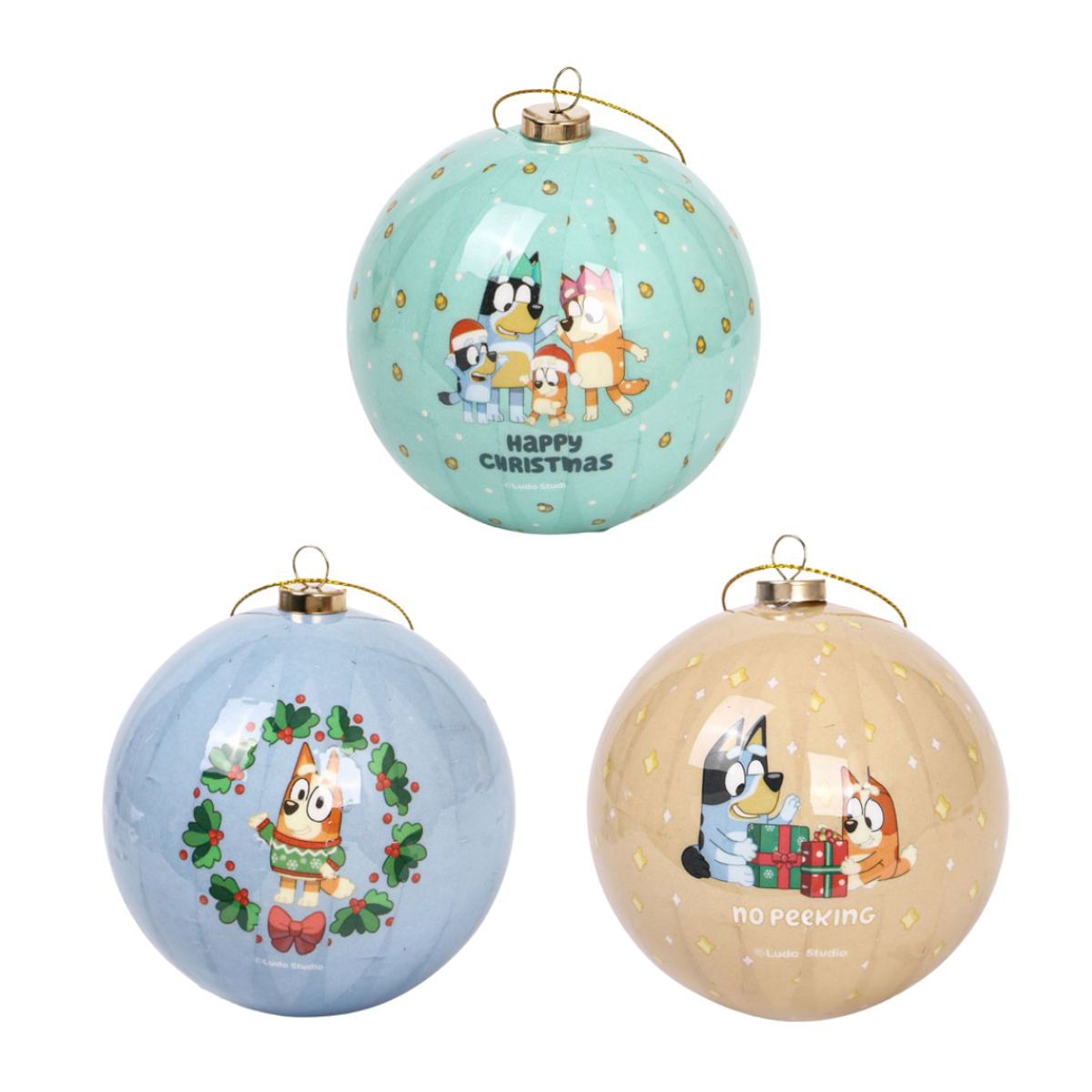 BLUEY - Set Bolas Navidad Arbol Bluey X3 unds 8cm Modelo 1