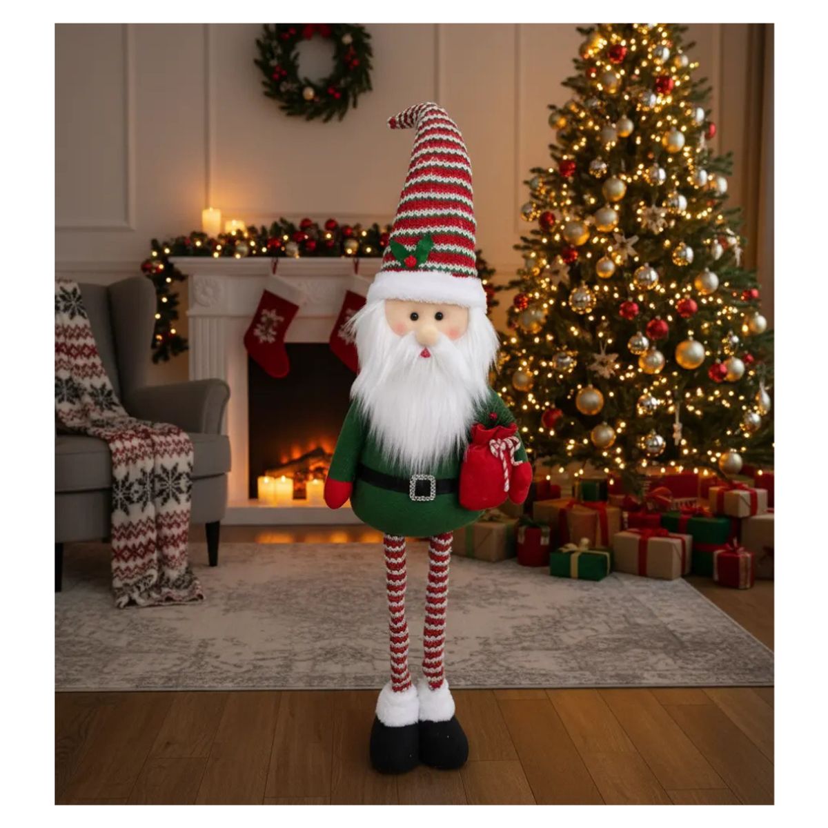 GENERICO - PATILARGAS NAVIDEÑOS CON DISEÑO PAPA NOEL