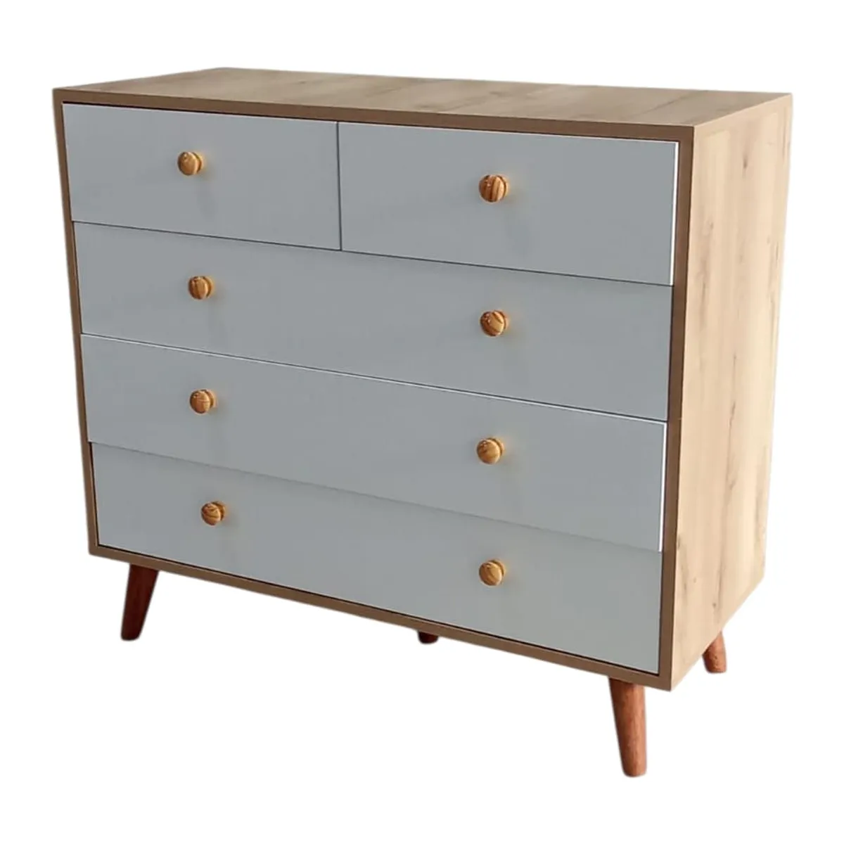 GENERICO - - Cómoda Moderna Color Duna con Cajones Blancos – Melamina 18 mm