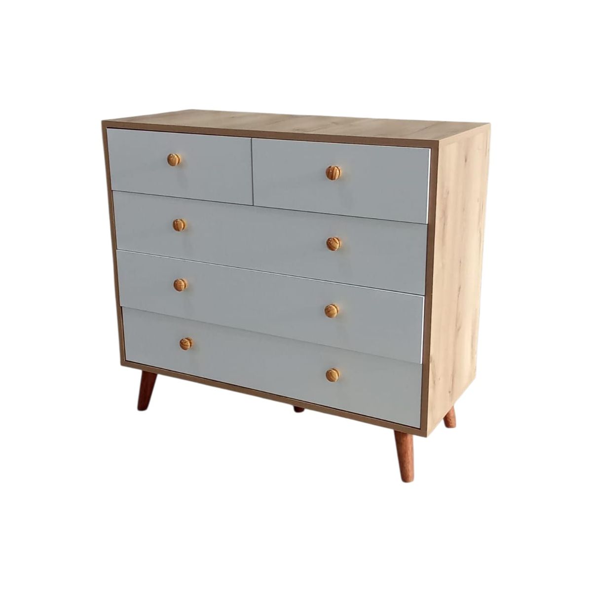 GENERICO - - Cómoda Moderna Color Duna con Cajones Blancos – Melamina 18 mm