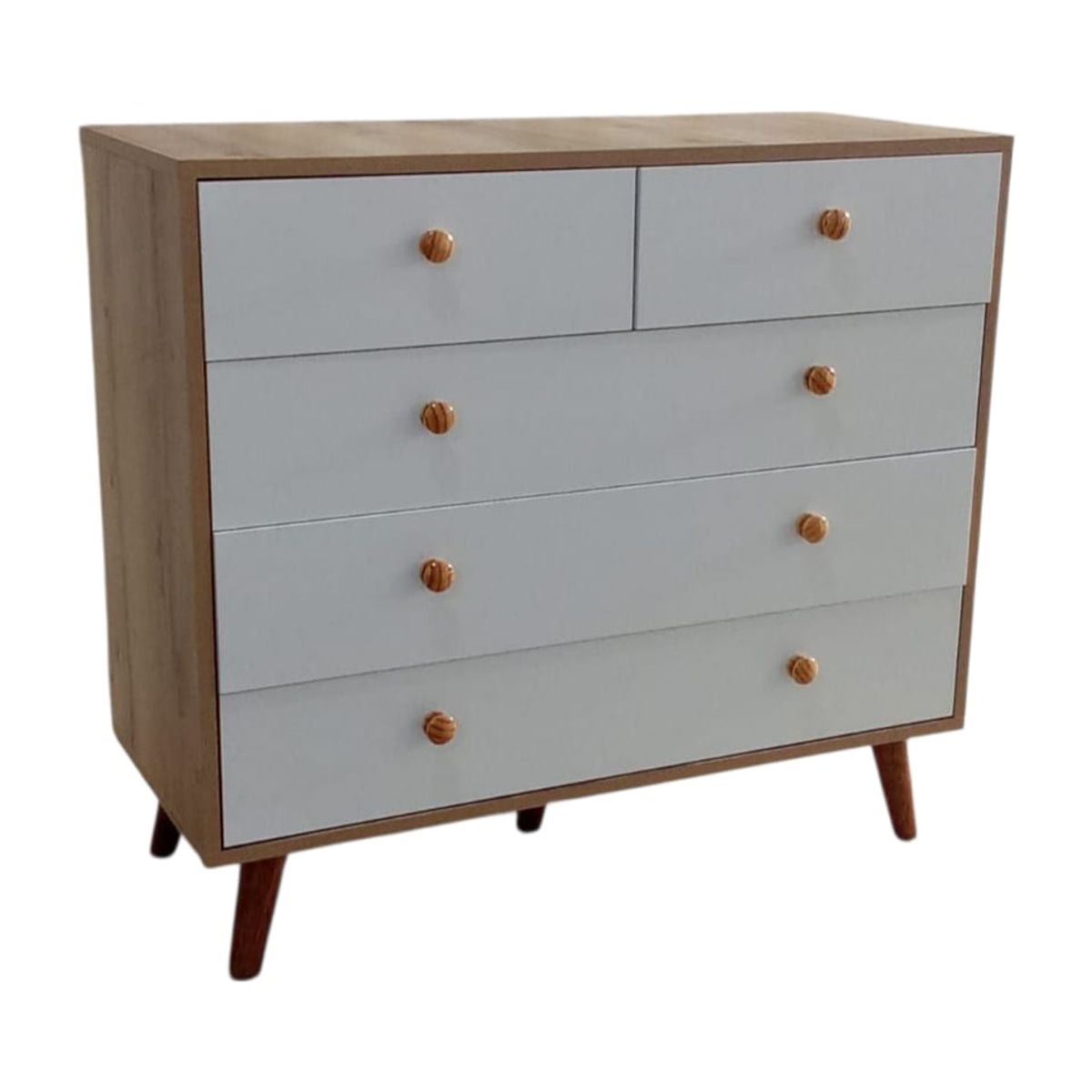 GENERICO - - Cómoda Moderna Color Duna con Cajones Blancos – Melamina 18 mm