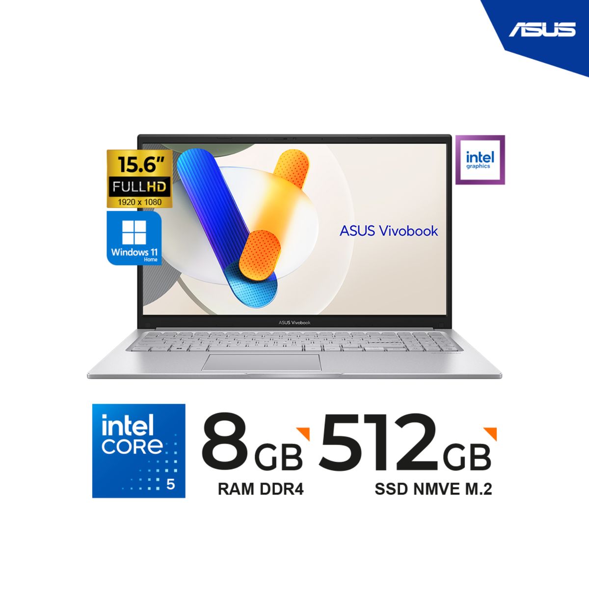 ASUS - LAPTOP ASUS VIVOBOOK X1504VA-NJ686W CORE 5-120U, 8GB, 512GB SSD 15,6" FHD WIN 11 HOME, SILVER