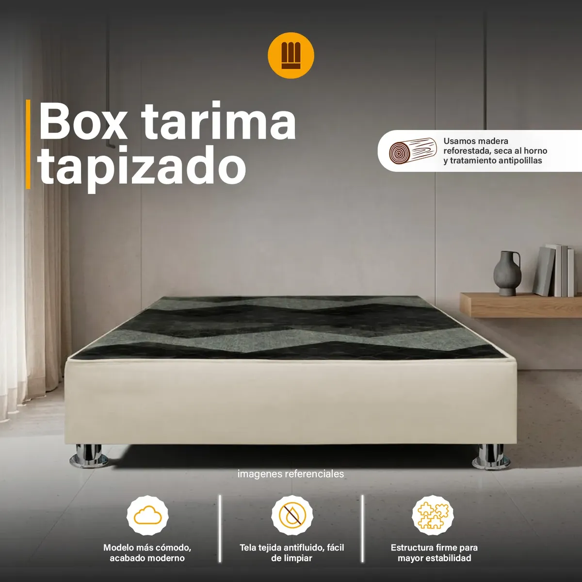 Box Tarima reforzado y acolchado Pcromadas - 2plz - Beige claro, marca MUEBLES MODENZA - Foto Principal