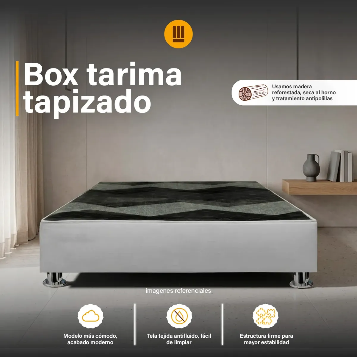 Box Tarima reforzado y acolchado Pcromadas - 2plz - Gris claro, marca MUEBLES MODENZA - Foto Principal