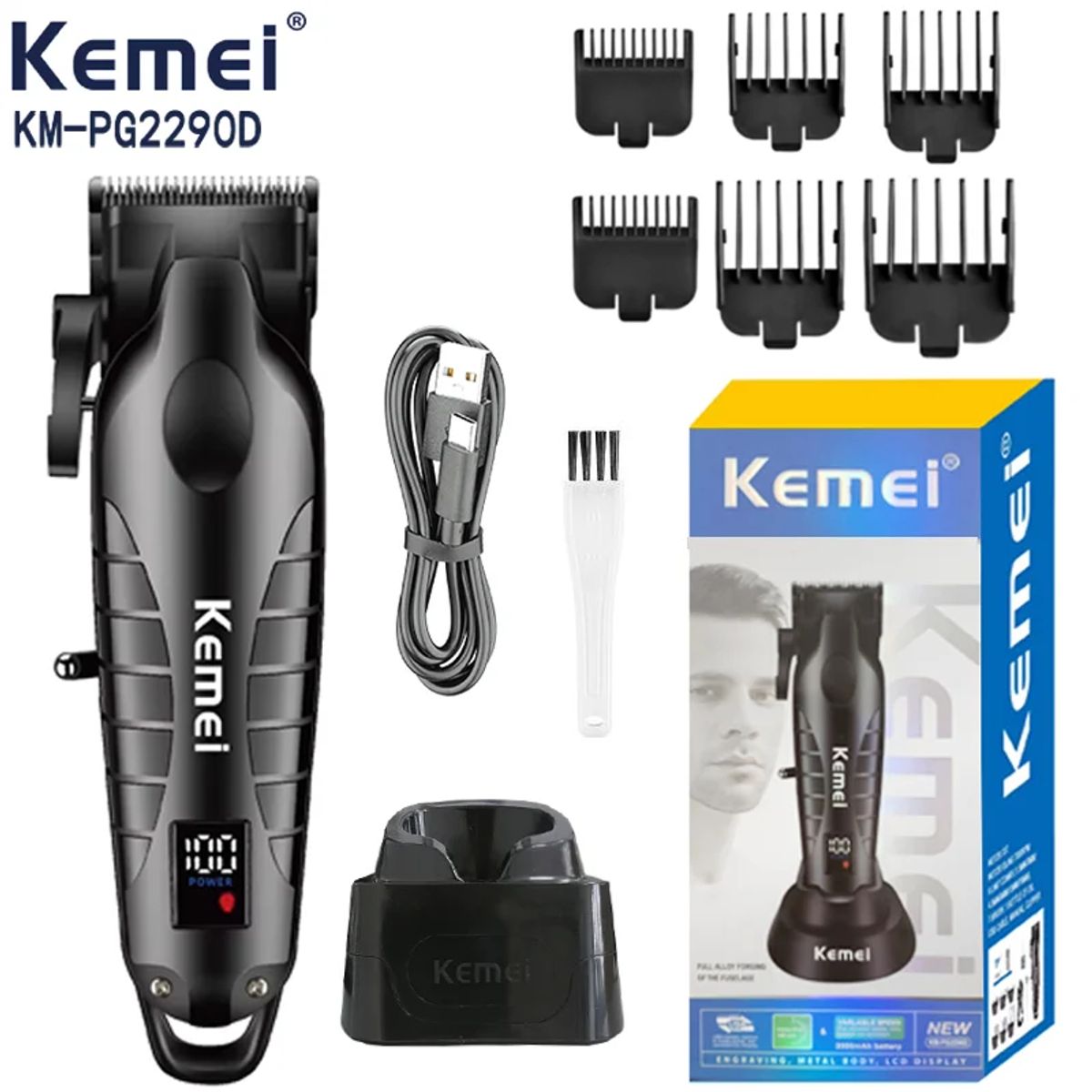 SEISA - Maquina KEMEI Afeitadora Cortadora de Cabello Portatil inalambrico Recargable KM-PG2290D