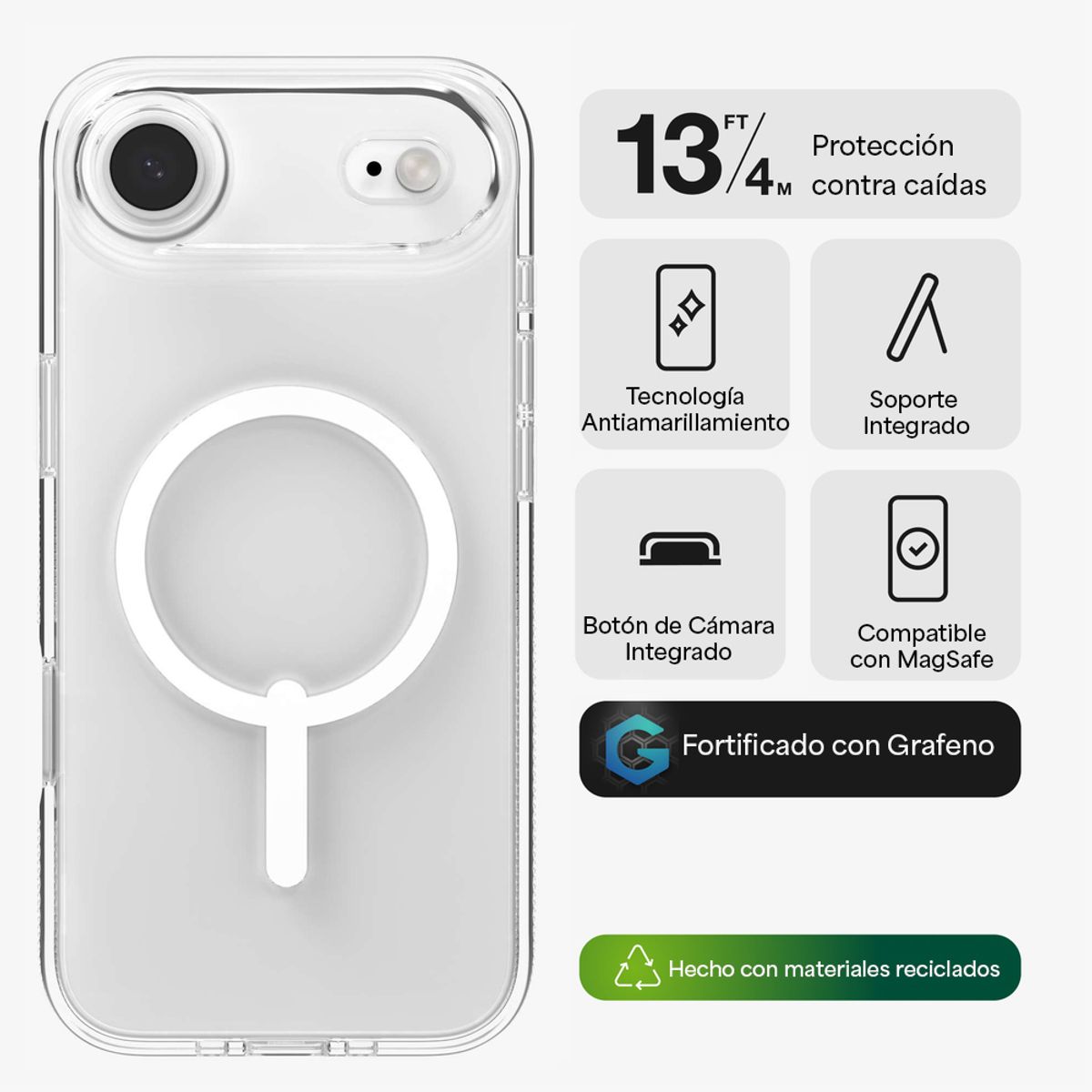 ZAGG - Case ZAGG Crystal Palace Snap iPhone Air con Botón para Cámara y MagSafe