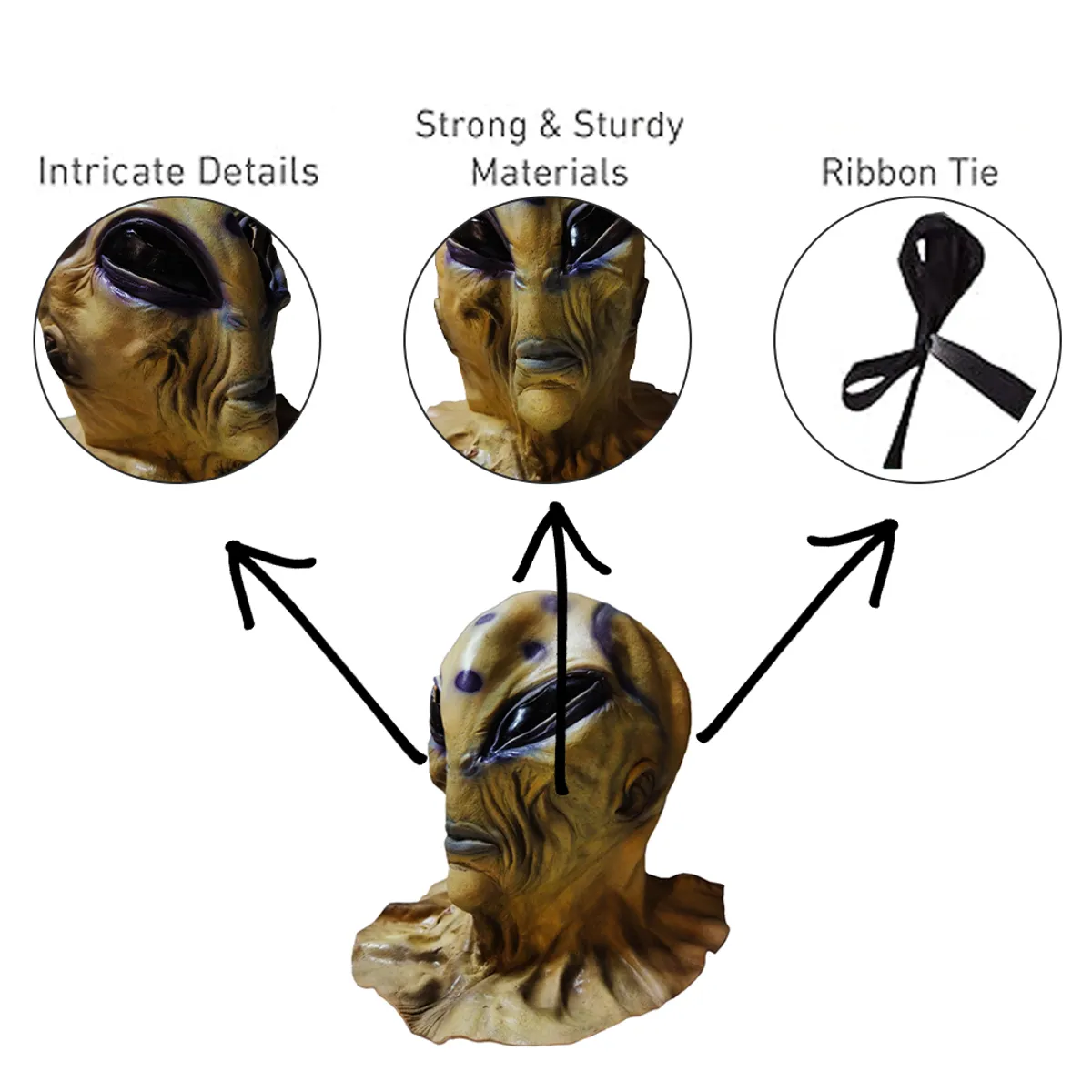 GENERICO - Máscara de Látex Alien Cabeza Completa Halloween