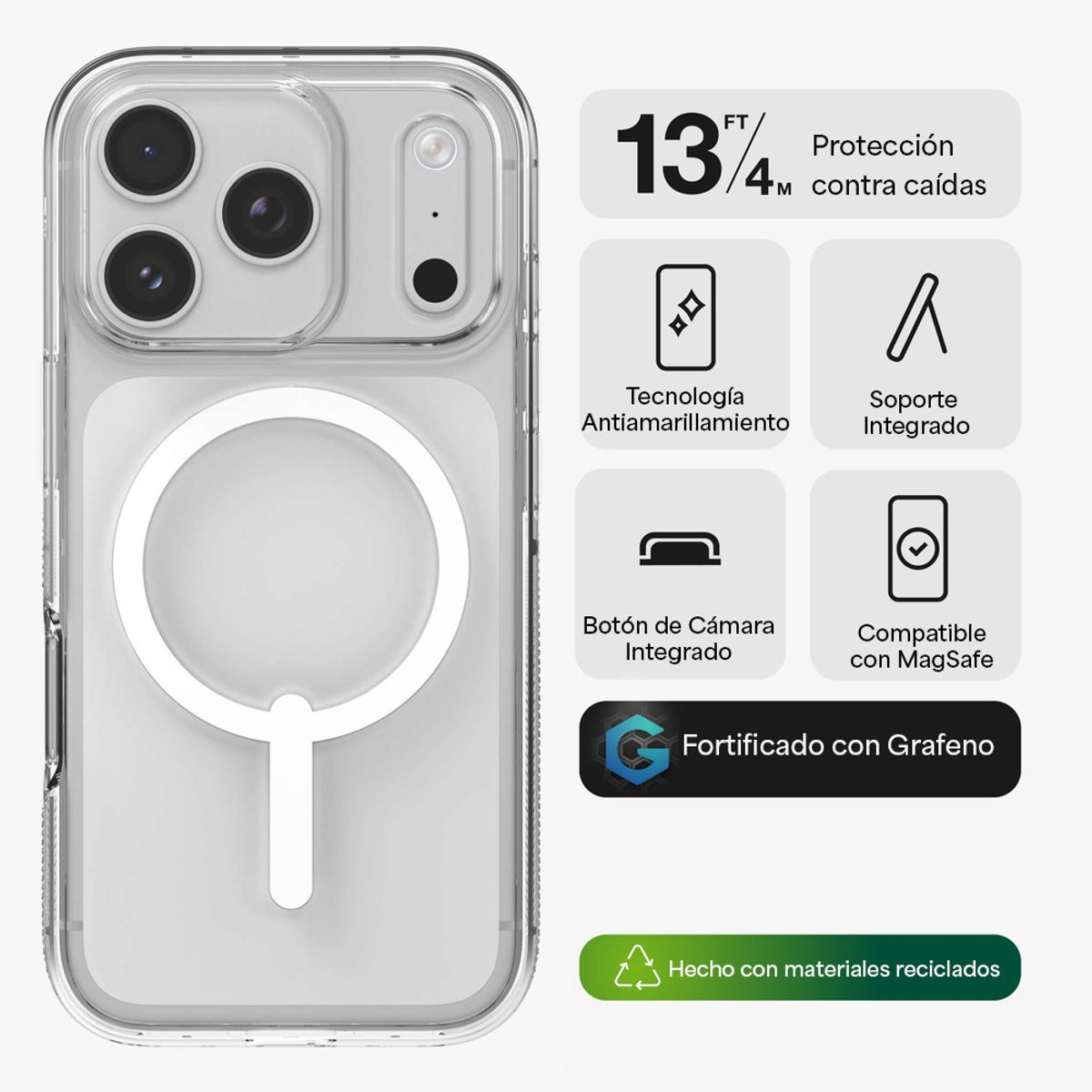 ZAGG - Case ZAGG Crystal Palace Snap iPhone 17 Pro Max con Botón para Cámara y MagSafe