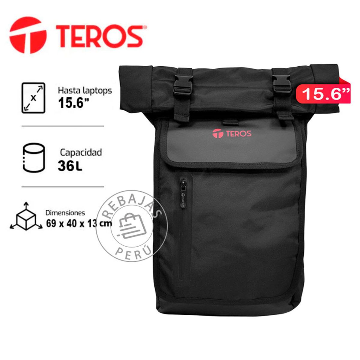 TEROS - Mochila Gamer TEROS TE-ACS9018BK para Laptop 156 Diseño Negro