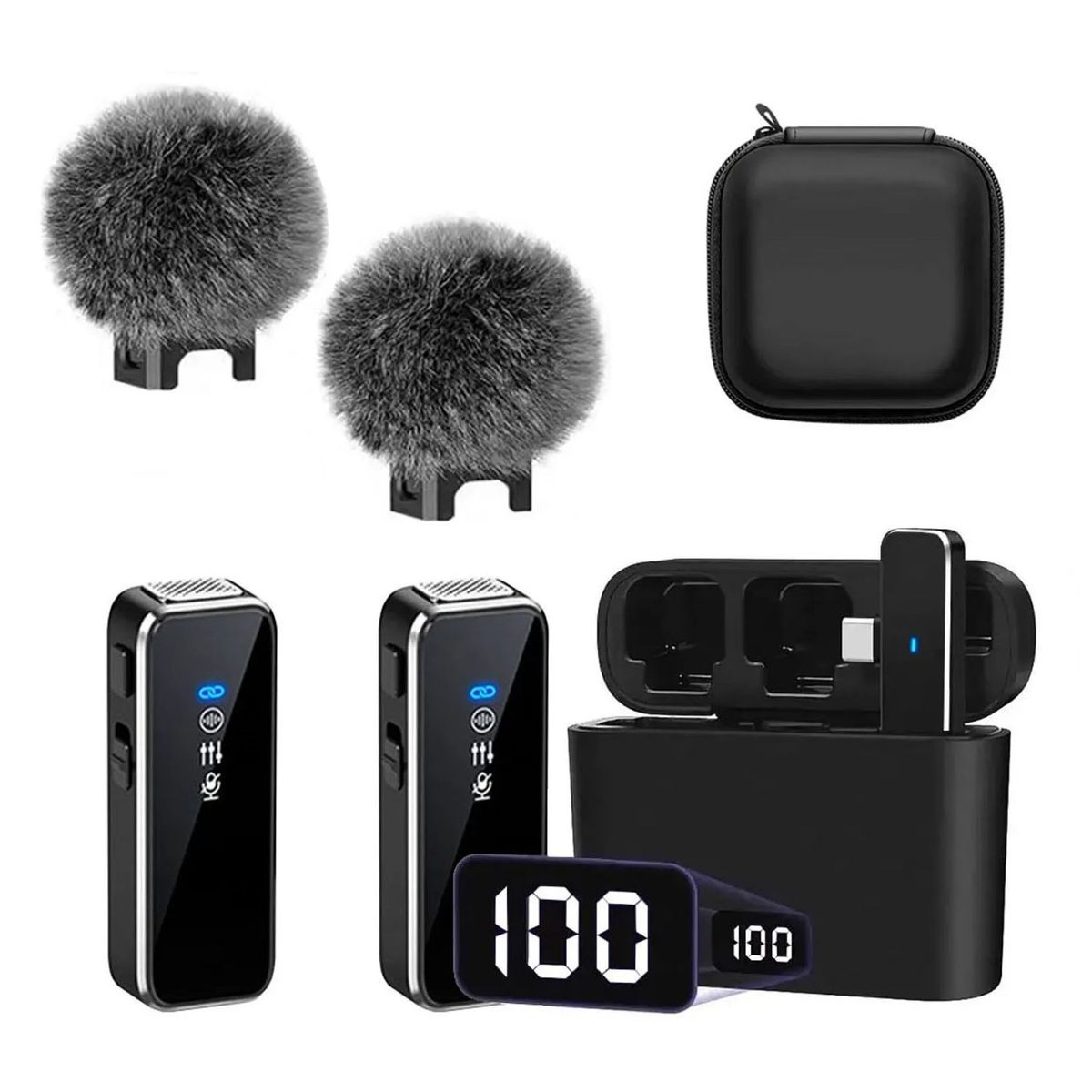 OEM - Micrófonos Dual K70 Pro Tipo C con peluches,  base de carga y estuche