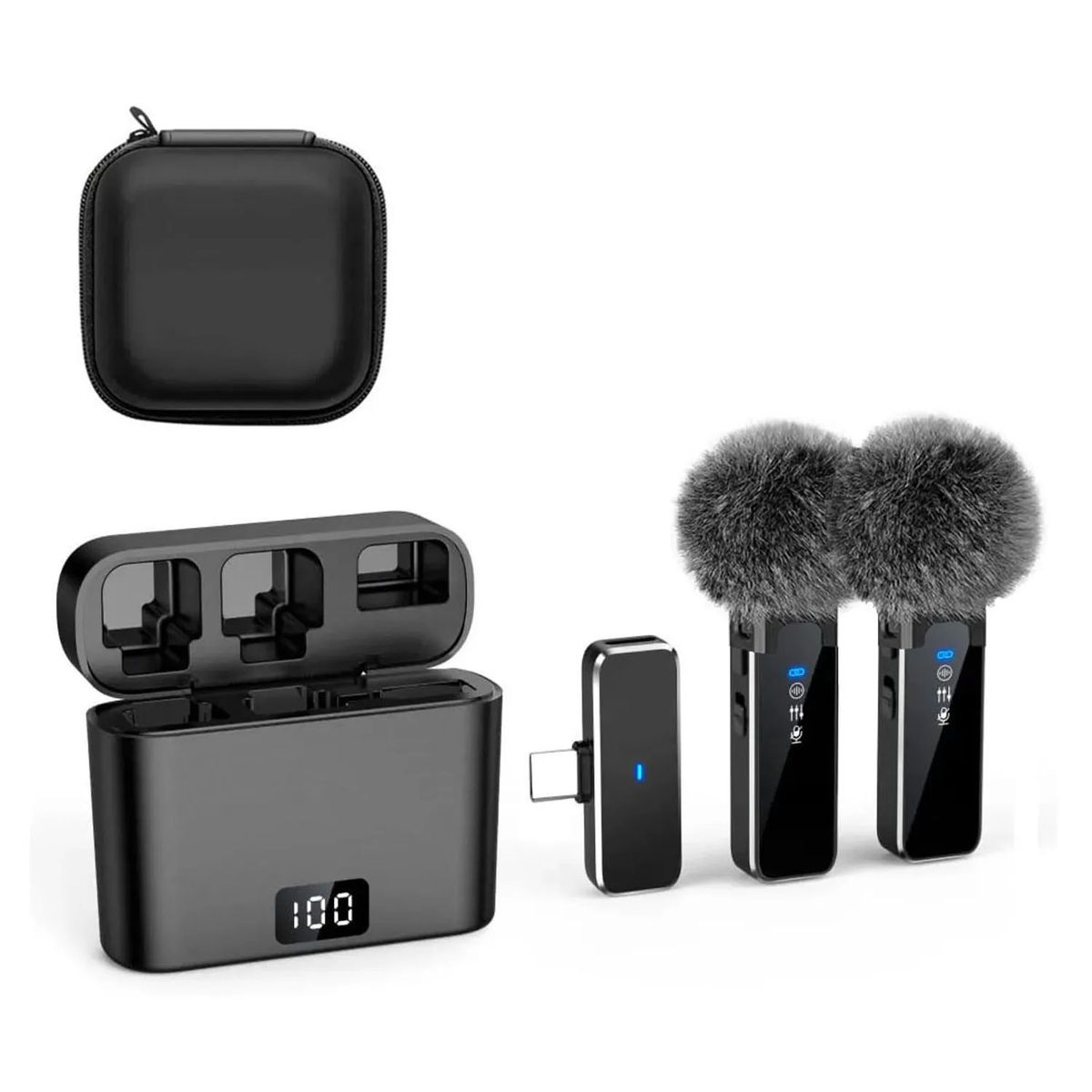 OEM - Micrófonos Dual K70 Pro Tipo C con peluches,  base de carga y estuche