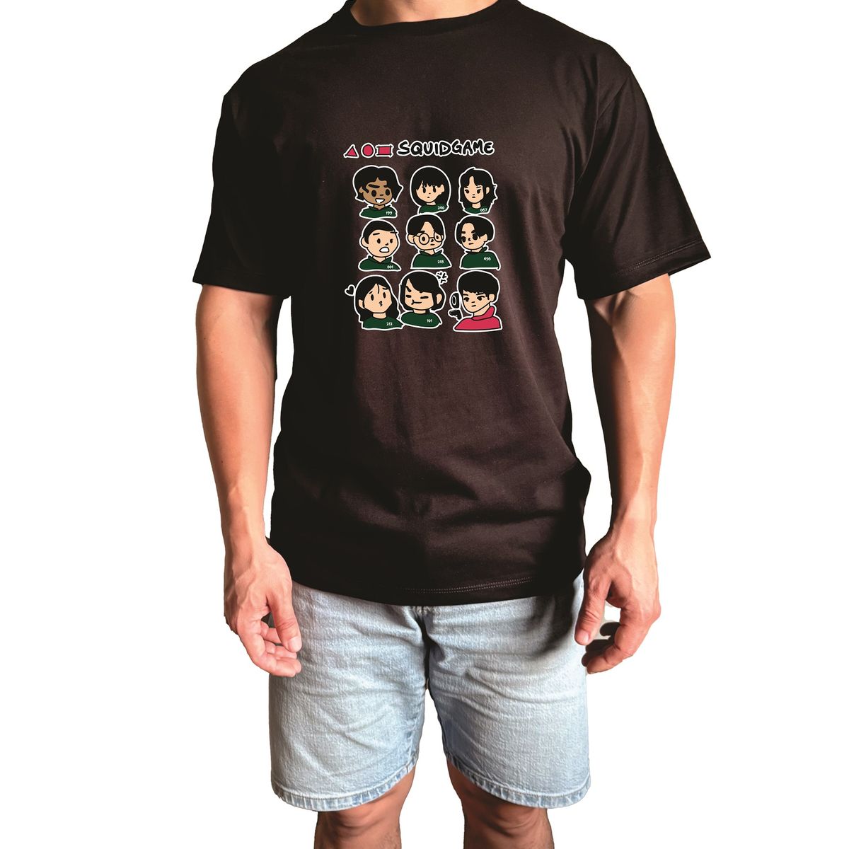 GENERICO - Polo Hombre manga corta diseño juegos del calamar - Negro