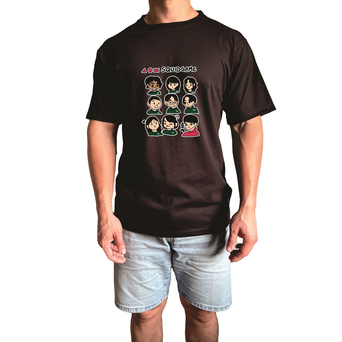 GENERICO - Polo Hombre manga corta diseño juegos del calamar - Negro