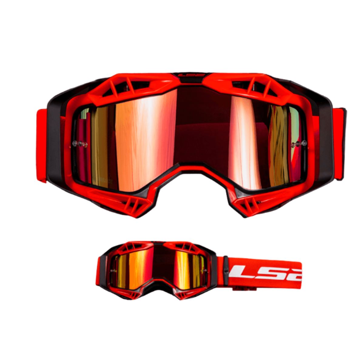 LS2 - LENTE CROSS MOTO LS2 NEGRO ROJO