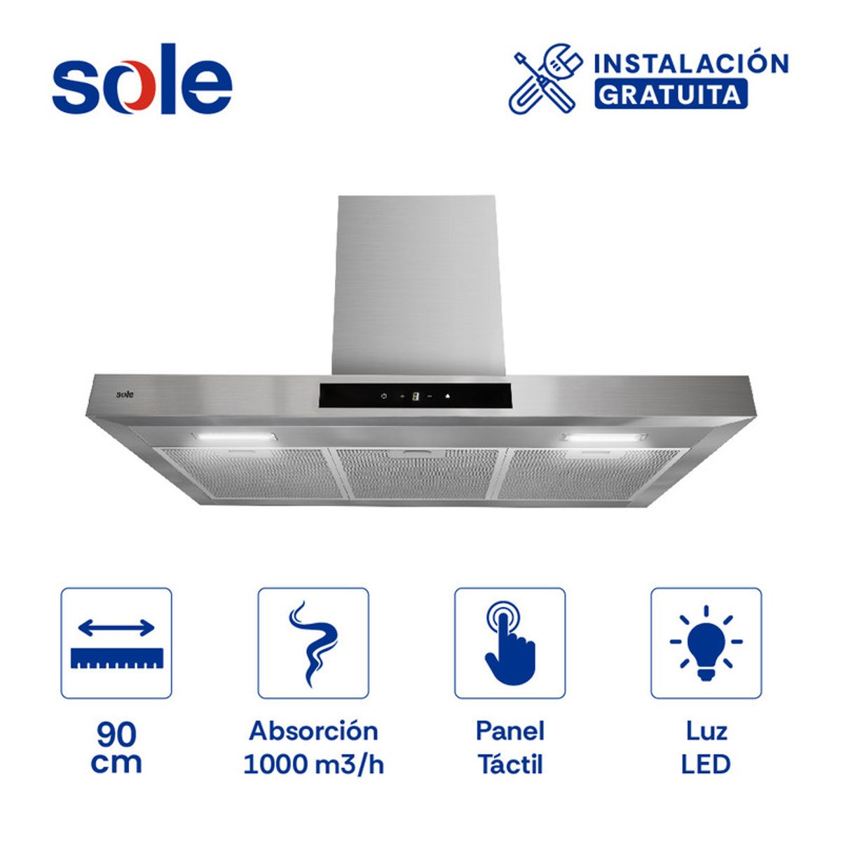 SOLE - Campana Extractora Decorativa Onyx-T Sole 90Cm