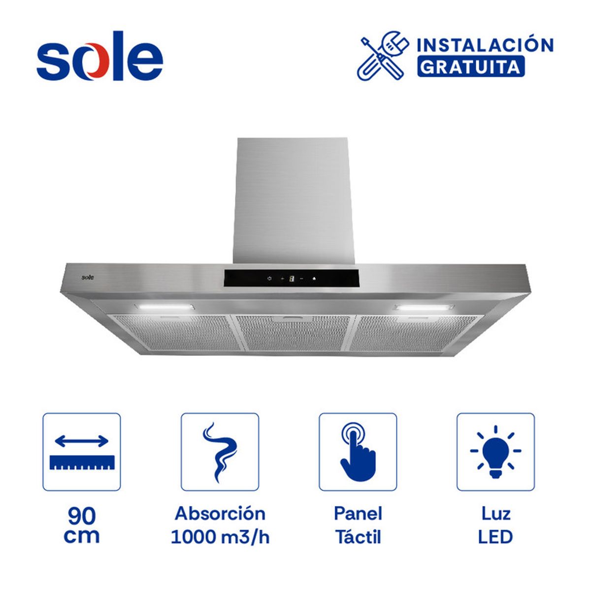 SOLE - Campana Extractora Decorativa Onyx-T Sole 90Cm