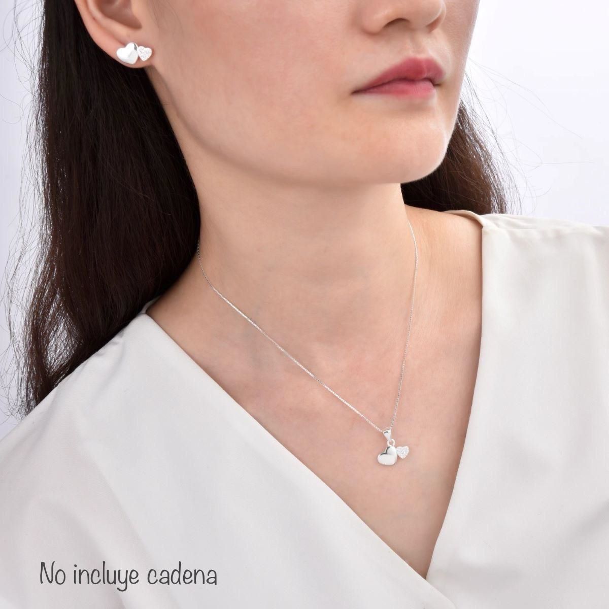 SANTORAL - Juego Corazones Brillos - Plata
