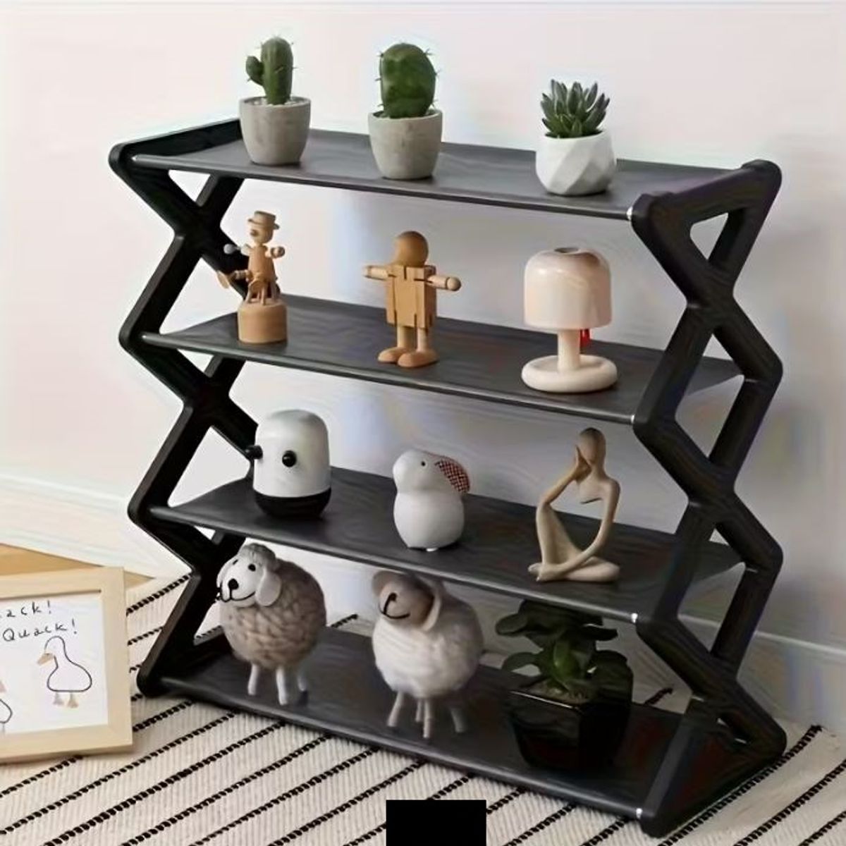 GENERICO - Estantería Organizador 4 Niveles – Para Zapatos, Libros, Objetos-NEGRO